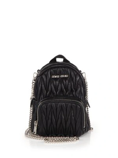 Shop Miu Miu Mini Matelasse Leather Crossbody Backpack In Nero
