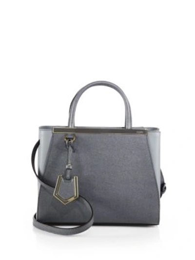 Shop Fendi 2 Jours Petite Leather Shopper In Grey