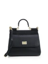 Dolce & Gabbana Medium Sicily Leather Top Handle Satchel In Nero-black