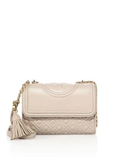 Shop Tory Burch Fleming Small Quilted Leather Shoulder Bag In Bedrock