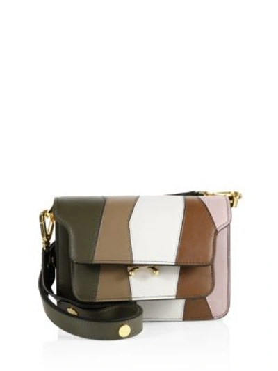 Marni Small Trunk Multicolor Leather Shoulder Bag In Thyme-dust