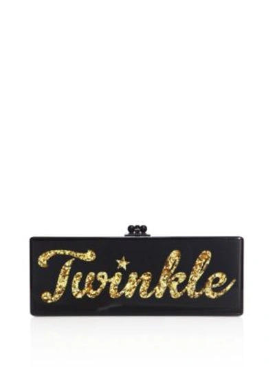 Shop Edie Parker Flavia Twinkle Acrylic Clutch In Black-gold