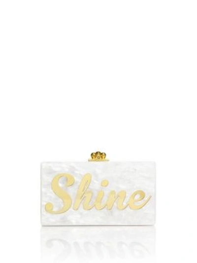 Shop Edie Parker Jean Shine Acrylic Clutch In White-gold