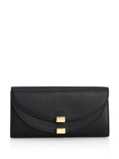 Shop Chloé Long Flap Continental Wallet In Black