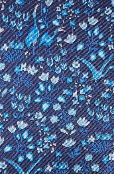 Shop Ferragamo Floral Print Silk Tie In Marine