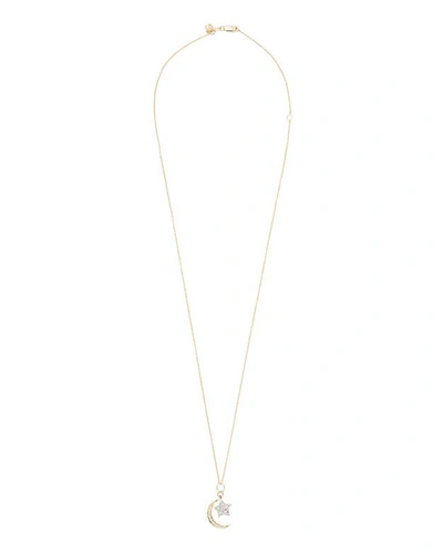 Shop Sydney Evan Moon And Star Diamond Necklace In Gold