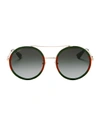 Gucci Colorblock Round Aviator Sunglasses In Green/red/gold