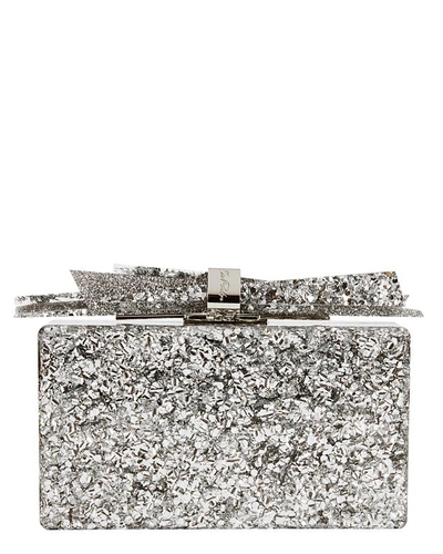 Edie Parker Wolf Shard Marbled Resin Clutch Bag In Silver