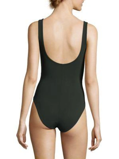 Shop Karla Colletto Swim Smart Surplice Swimsuit In Charcoal