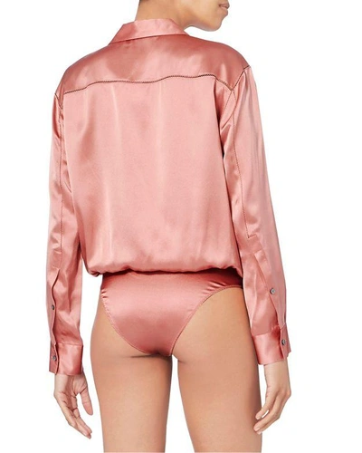 Shop Alexander Wang T Pink Silk Shirt Bodysuit Pink