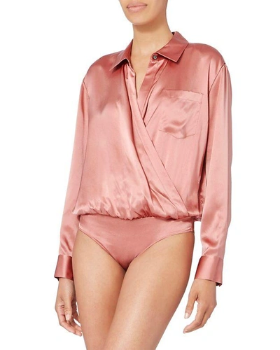 Shop Alexander Wang T Pink Silk Shirt Bodysuit Pink