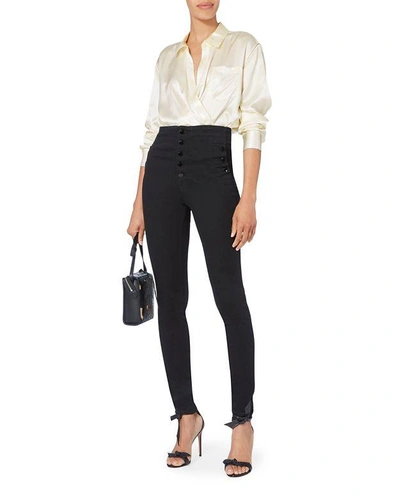 Shop Alexander Wang T Ivory Silk Shirt Bodysuit White