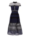 SELF-PORTRAIT LACE PANELED NAVY MIDI DRESS NAVY,SP14-002