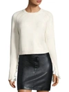 Helmut Lang Ruffled Pullover Sweater In Ivory