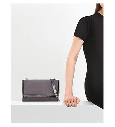 Shop Stella Mccartney Falabella Faux-leather Shoulder Bag In Dark Grey