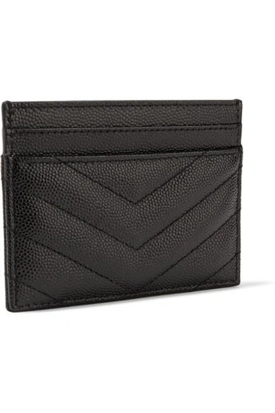 Shop Saint Laurent Quilted Textured-leather Cardholder In Black