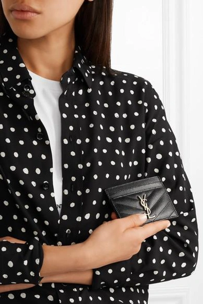 Shop Saint Laurent Quilted Textured-leather Cardholder In Black
