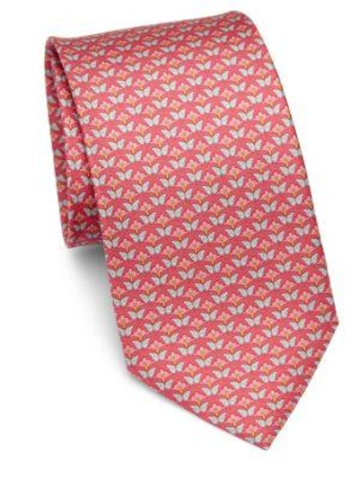 Shop Ferragamo Butterfly & Flower Silk Tie In Pink