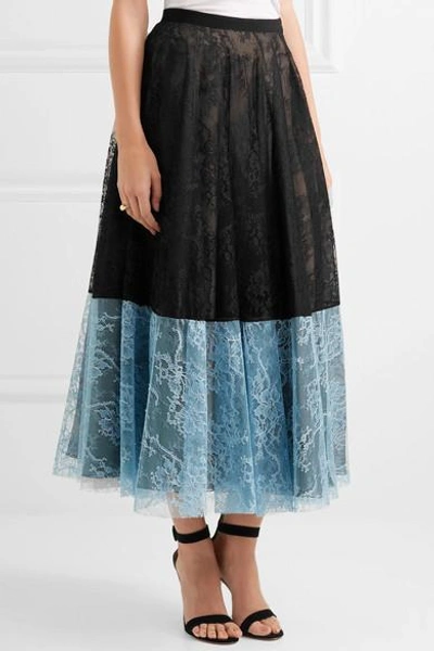 Shop Erdem Nesrine Two-tone Lace Midi Skirt