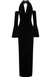 TOM FORD COLD-SHOULDER VELVET HALTERNECK GOWN