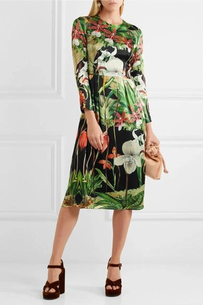 Shop Adam Lippes Printed Silk-satin Dress