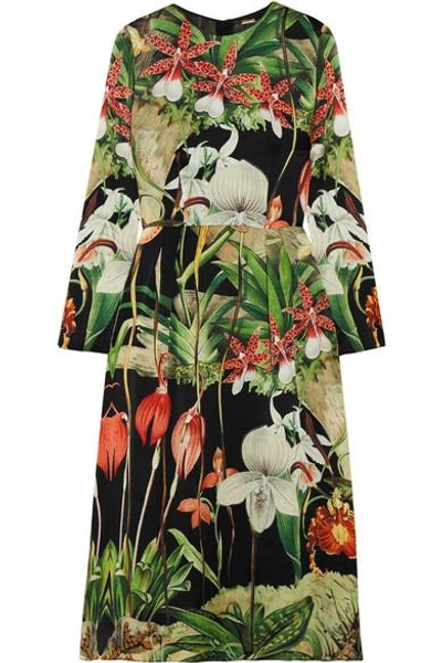 Shop Adam Lippes Printed Silk-satin Dress