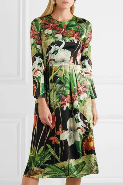 Shop Adam Lippes Printed Silk-satin Dress