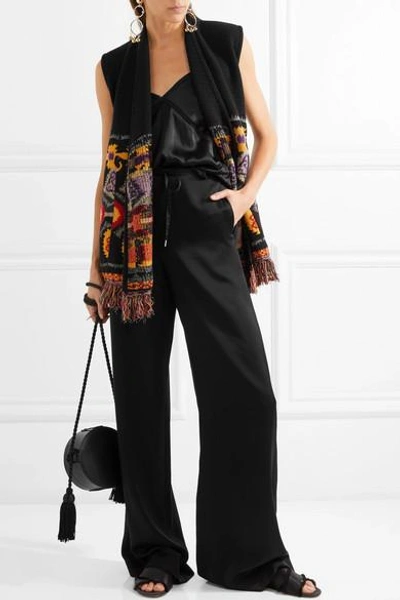 Shop Etro Belted Fringed Wool-blend Gilet