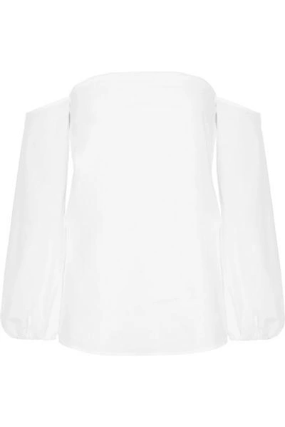 Shop Theory Laureema Off-the-shoulder Cotton-blend Poplin Top In White