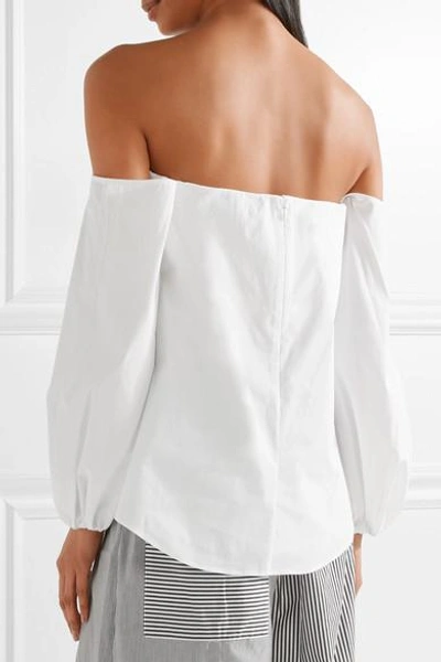 Shop Theory Laureema Off-the-shoulder Cotton-blend Poplin Top In White