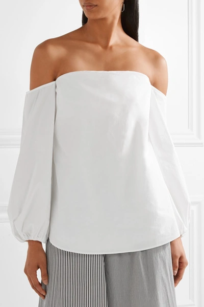 Shop Theory Laureema Off-the-shoulder Cotton-blend Poplin Top In White