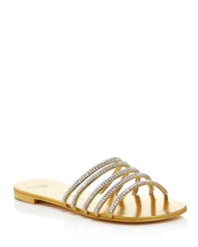 Shop Giuseppe Zanotti Nuvoroll Swarovski Crystal Strappy Slide Sandals In Gold