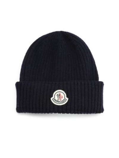 Moncler Men's Cable-knit Cashmere Beanie Hat In Dark Blue