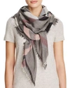 BURBERRY Relaxed Mega Check Square Scarf,2546962DARKTRENCH