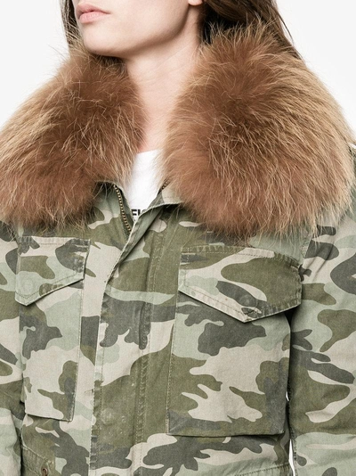 Shop Mr & Mrs Italy Short Camouflage Fur Lined Parka In Green