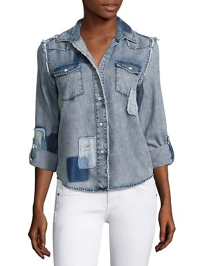 Generation Love Clarke Button Down With Patches In Denim