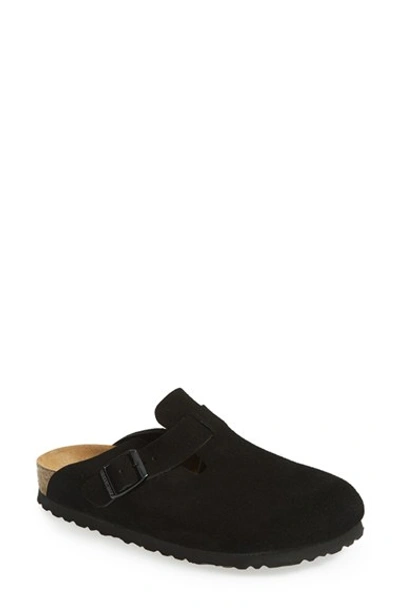 Shop Birkenstock 'boston' Soft Footbed Suede Clog (women) In Black