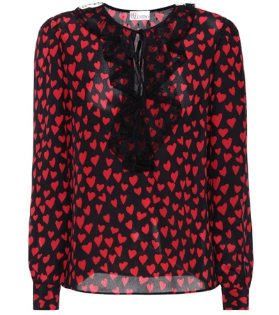 Shop Red Valentino Printed Silk Blouse In Eero