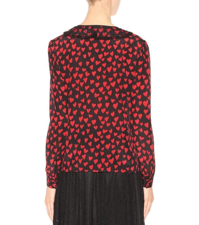 Shop Red Valentino Printed Silk Blouse In Eero