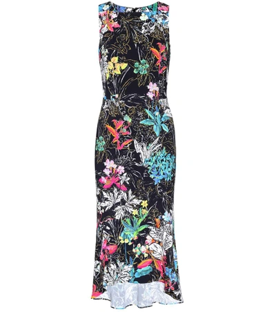 Peter Pilotto Woman Floral-print Stretch-cady Midi Dress Black In Multicoloured