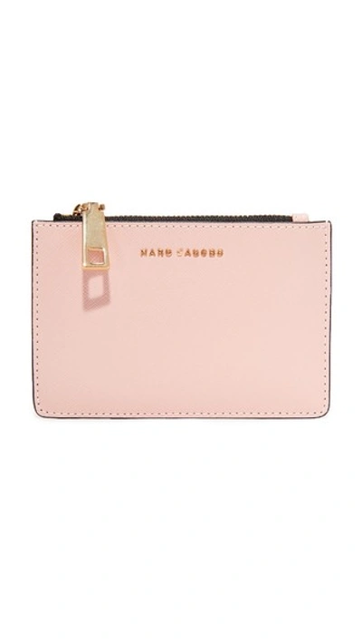 Shop Marc Jacobs Top Zip Multi Wallet In Pale Pink Multi