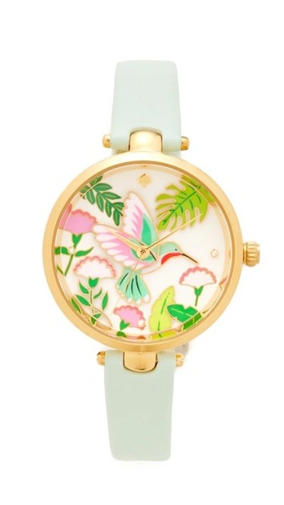 Shop Kate Spade Novelty Leather Watch In Blue/multi/gold