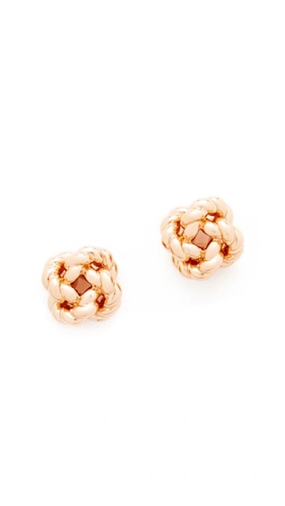 Shop Tory Burch Rope Knot Stud Earrings In Rose Gold