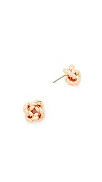 Shop Tory Burch Rope Knot Stud Earrings In Rose Gold