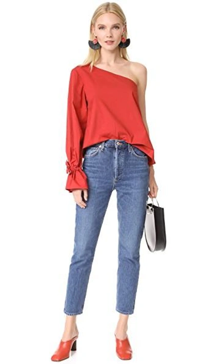 Shop Tanya Taylor Cotton Voile Anka Top In Red
