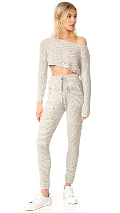 Shop Baja East Cashmere Cropped Sweater In Light Grey