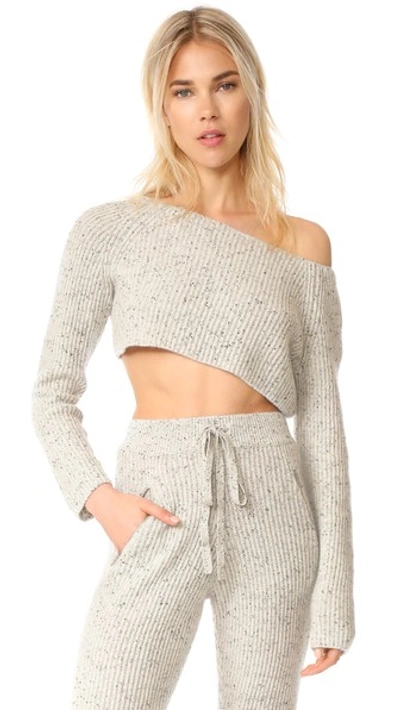 Shop Baja East Cashmere Cropped Sweater In Light Grey