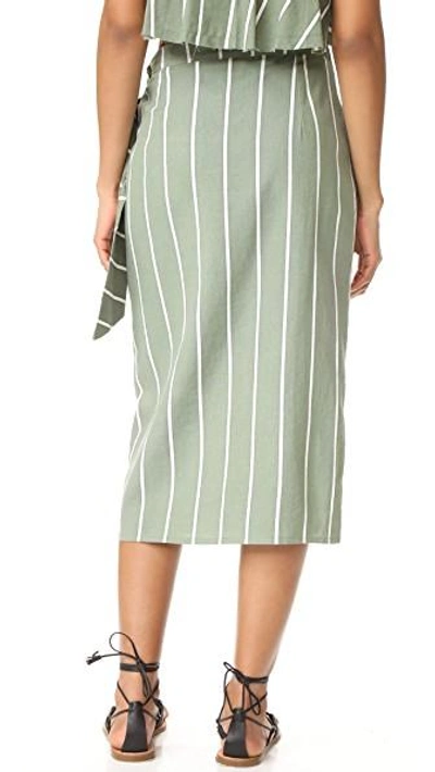 Shop Faithfull The Brand Carlo Skirt In Hvar Stripe Print Khaki