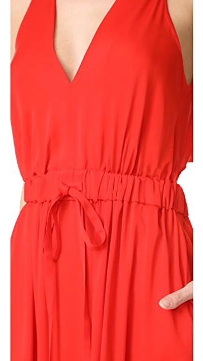 Shop Milly Stretch Silk Reese Dress In Tomato