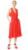 Milly Stretch Silk Reese Dress In Tomato